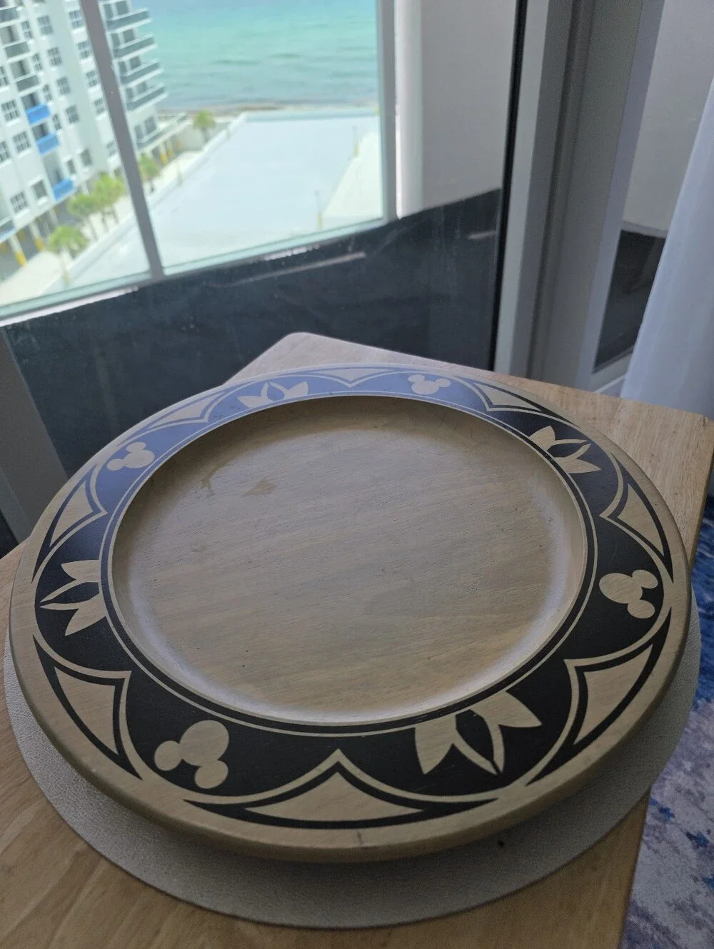 Disney Parks Mickey Mouse Wooden Decorative Charger Plate / Serving Tray, 14 Inc